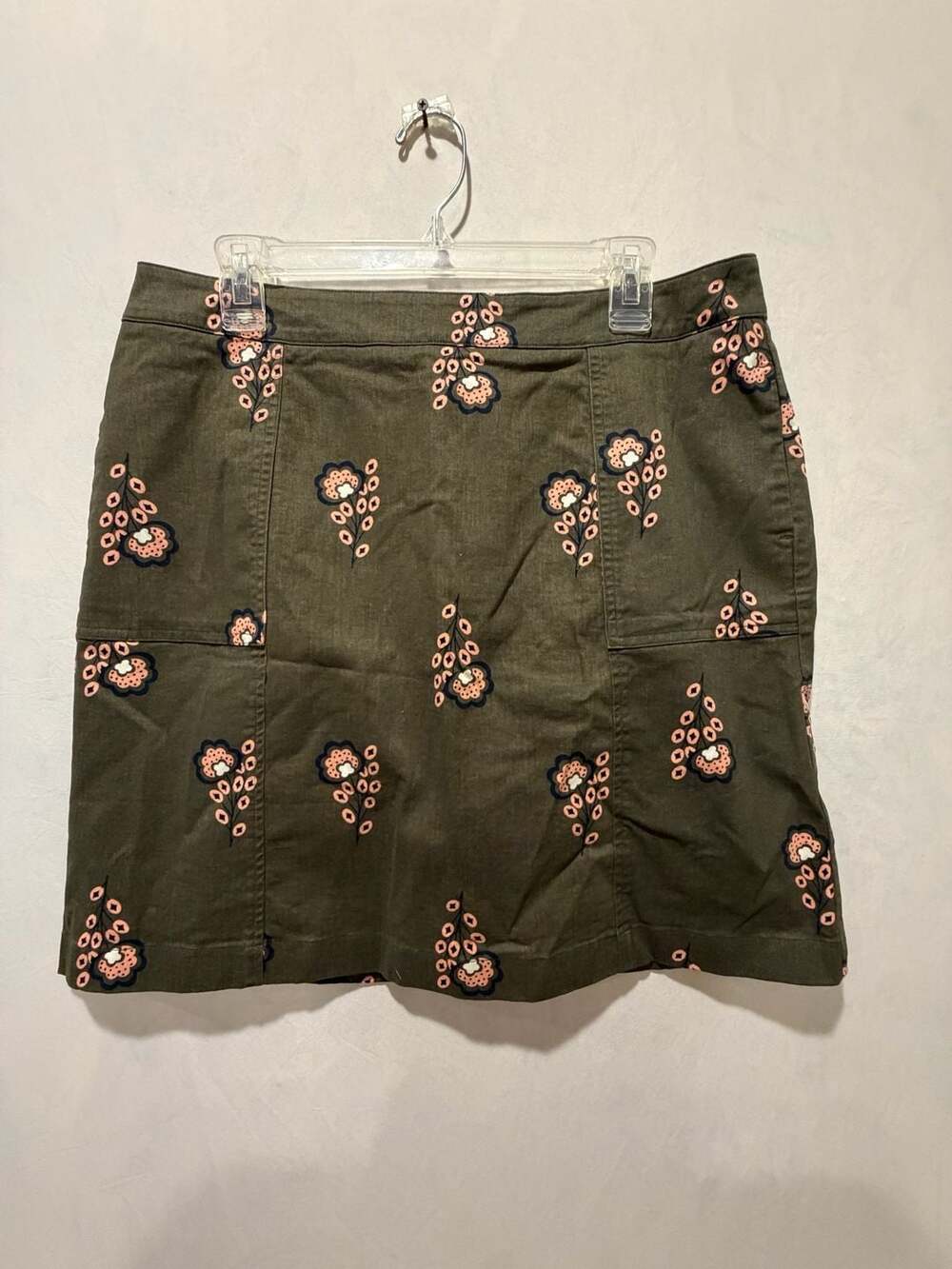 Boden Olive Green Floral Print Pocket Mini Skirt US 10R